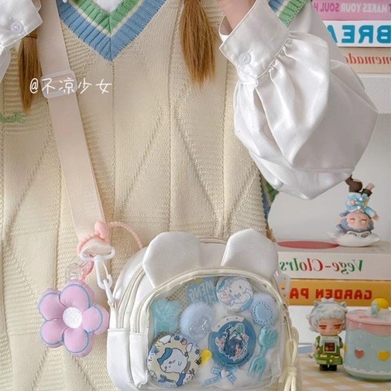 

Cat two-dimensional yuan transparent messenger bag, college style mobile phone small bag, women s small food allowance, stab board pain bag baby bag