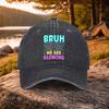 BRUH Neon Glasses Print Washed Baseball Cap Unisex Casual Outdoor Sun Hat for Golf Daily Wear