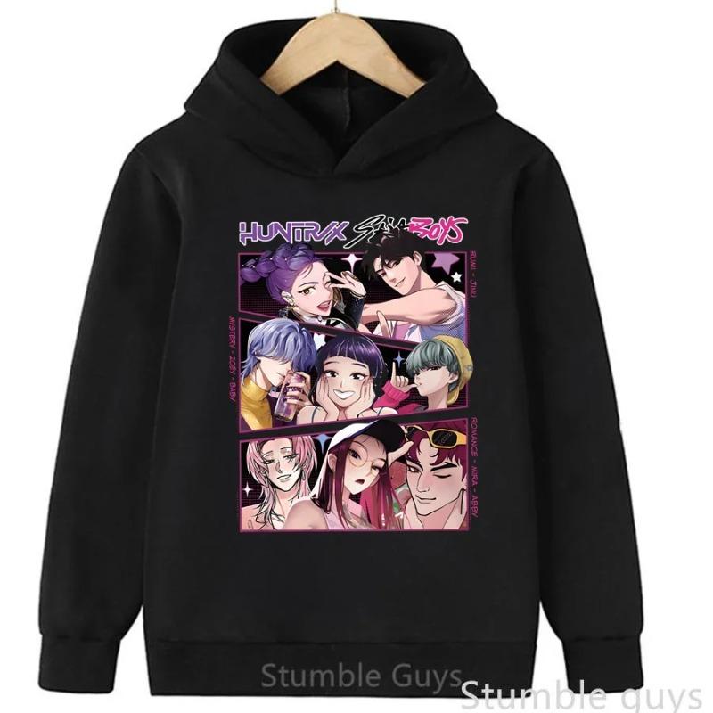 Kids Anime KPop Demon Hunters Hoodie Autumn Long Sleeve Sweatshirt Sportswear Cartoon Hoodies