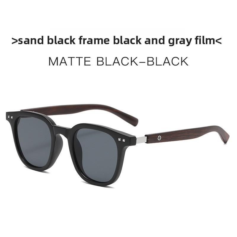 Korean Style Wooden Pattern Square Sunglasses With Uv400 Protection For Outdoor Fashion And Travel