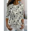 All-Over Print T-Shirt, Long Sleeve Round Neck Casual Top, Suitable for Spring And Autumn Season, Women'S Clothing