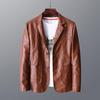 Men's Slim Fit Leather Jacket with Fleece Lining – Korean Style Lapel Suit for Autumn/Winter