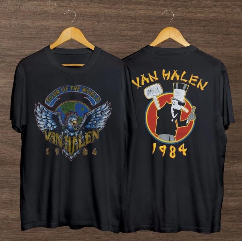 

Van Halen Tour of The World 1984 T-Shirt, Vintage Van Halen Retro 90s Shirt L