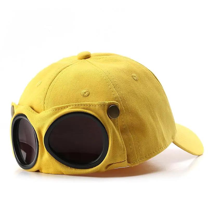 Koreanische Version Persönlichkeit Ins Trend Fliegende Brille Hut Outdoor Bergsteigen Angeln Männlich Sonnenschutz Baseball Ca 56-62cm yellow