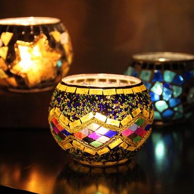 Heimdekoration, klassischer europäischer Mosaik-Glas-Kerzenständer, Hochzeit, Hochzeitsdekoration, Weihnachtsgeschenke
