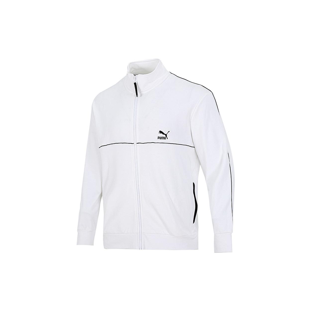 PUMA Running Training Breathable Sports Stand Collar Logo Jacket White Men s 531706-02 L