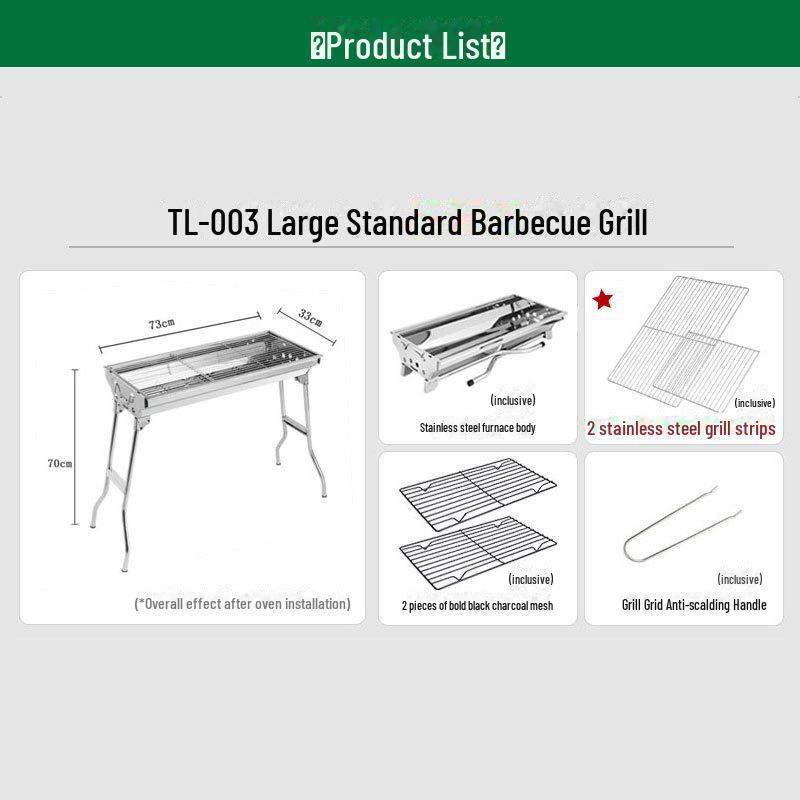 Velký přenosný bezdýmný skládací gril na dřevěné uhlí pro venkovní grilování