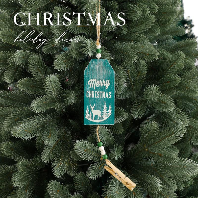 Themed Christmas Pattern Wooden Pendant With Clip Holiday Home Decoration Props