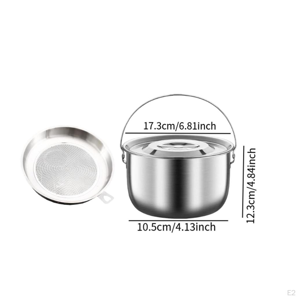 Saver Camping Pot with Handle, Easy to Clean, Lid And Strainer, Dustproof, Round, Non-stick