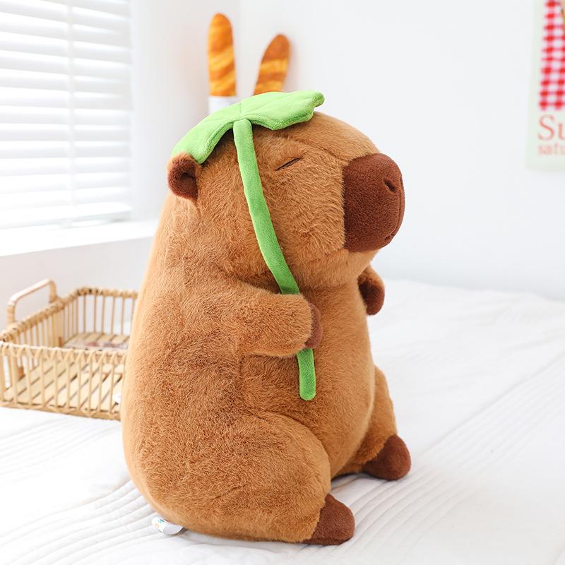 

New lotus leaf capybara doll ugly cute Kapibara Internet celebrity doll girls large doll children throw pillow 30cm（0.3kg）