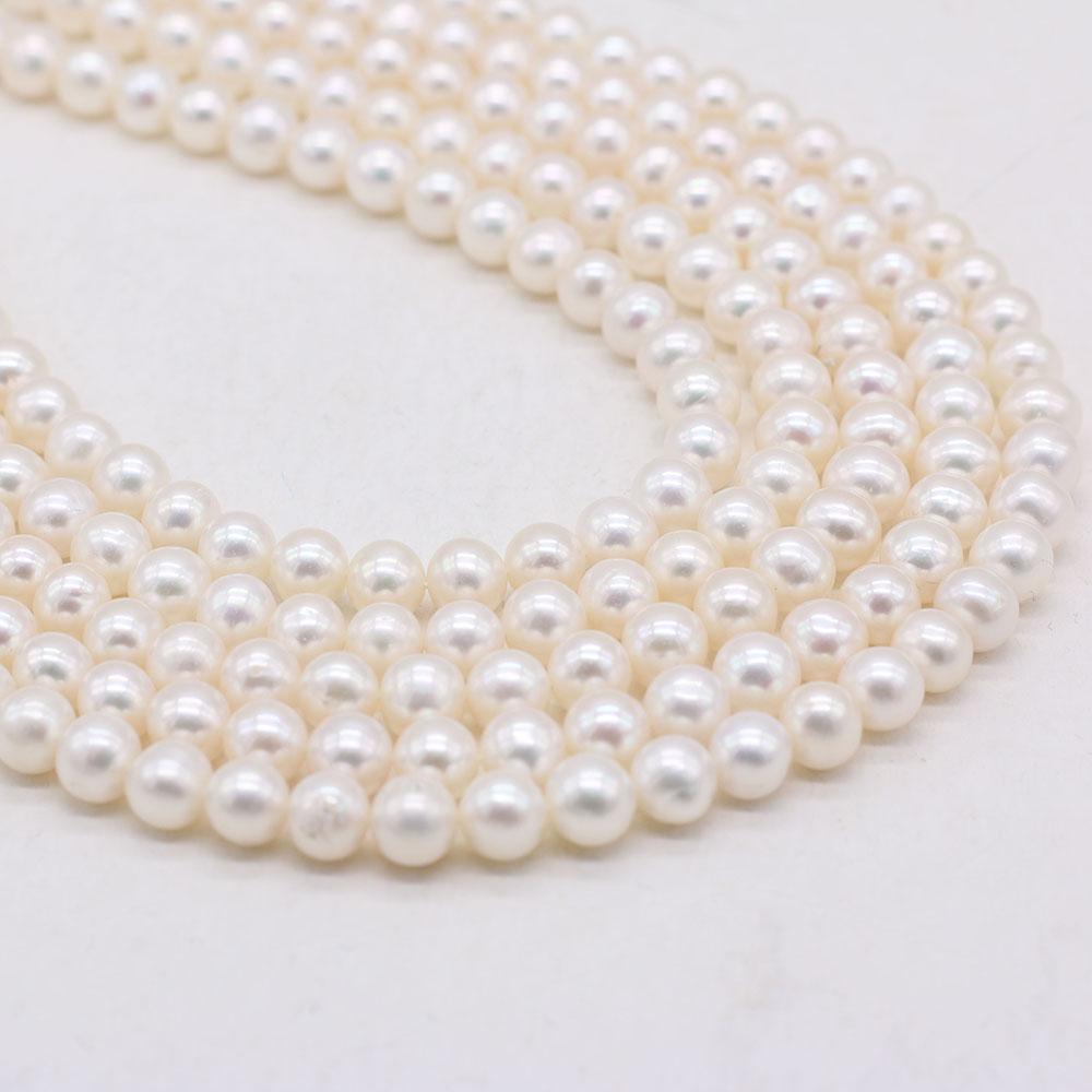 1String, White Natural Freshwater Pearls, 9-10mm Near Round Pearl Beads for Jewelry Making DIY Crafts, Birthday Wedding Gifts, 36cm