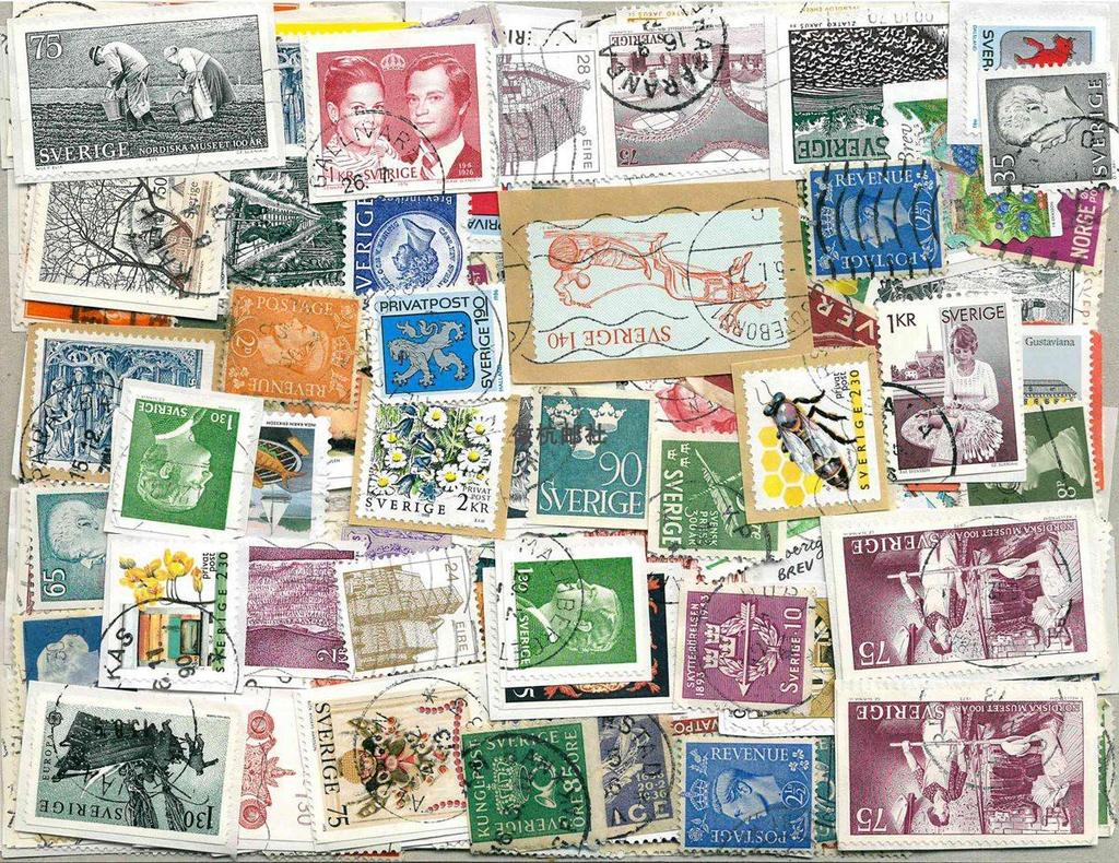 Swedish Stamps 100 Different Sweden Post Stamps Real Stamped Nordic Collectible Postage Stamps Collecting Scrapbook Material