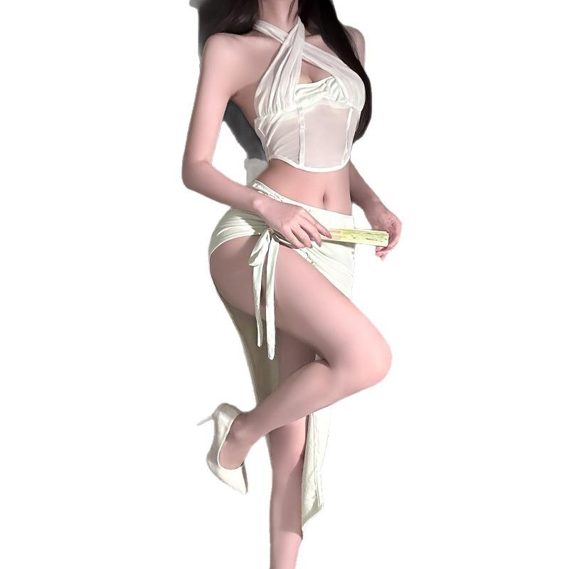 Sex underwear seduction passion neck belly pocket set pure desire wind can show buttocks set perspective backless flirting