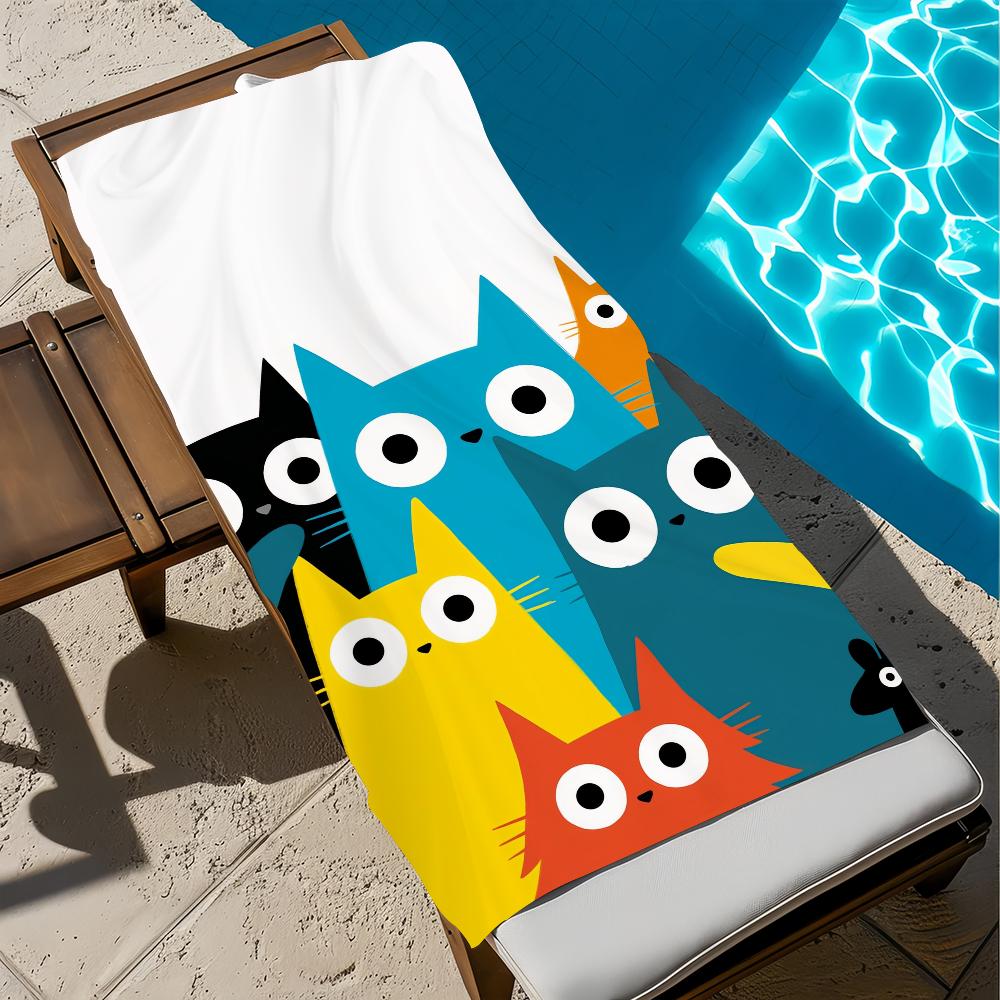 fahion funny cute cat M-Merle Goll art Towel Beach Quick Dry Soft Pool Towels Gift for Travel Gym Shower Camping sports