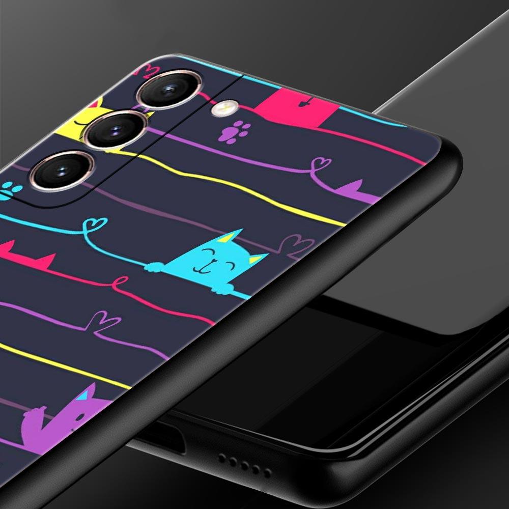 Abstract Creative Cute Cat Line Phone Case for Samsung Galaxy S26 S25 S24 S23 S22 S20 S21 FE Ultra S25 Edge Plus Soft TPU Cover