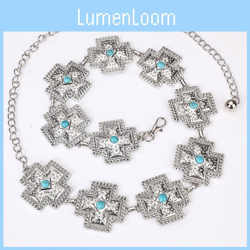 Bohemian Turquoise Cross Waist Chain For Women With Metal Embellishments For Summer Fashion