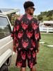 2026 New national style Hawaiian vacation ukiyo-e painted seven-quarter-sleeved Taoist robe 3D printed carp kimono cape
