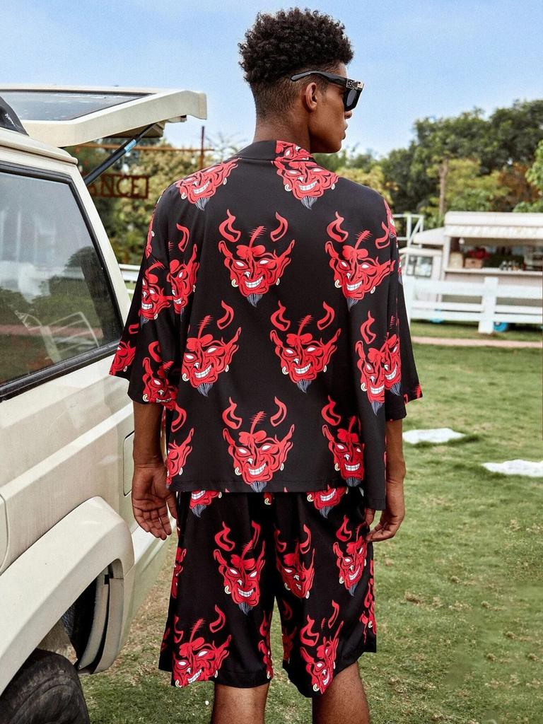 2026 New national style Hawaiian vacation ukiyo-e painted seven-quarter-sleeved Taoist robe 3D printed carp kimono cape
