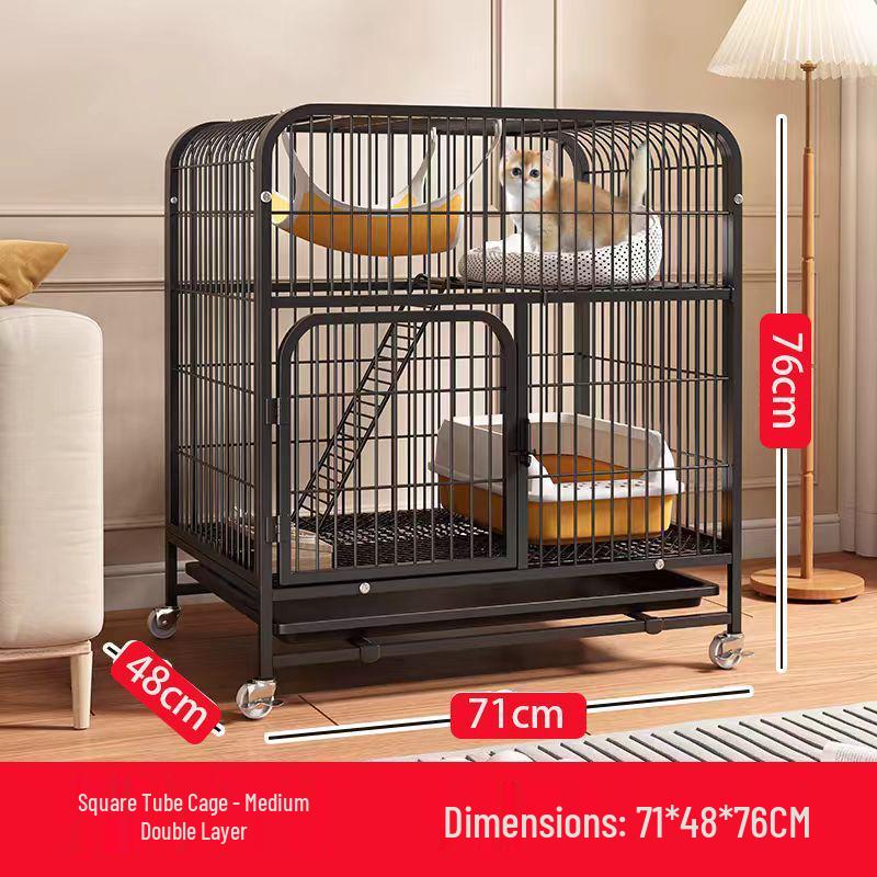 Large Double-Layer Indoor Cat Villa: Space-Saving, Portable Cage with Nest