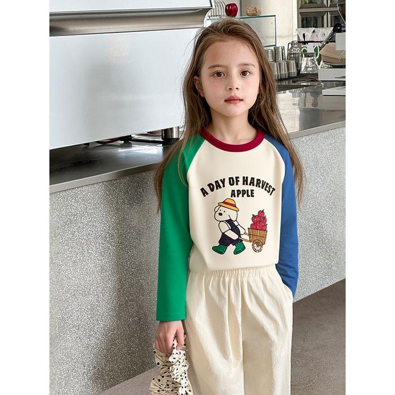Brand Foreign Trade Korean-Style Children's Clothing, New Spring Collection, Children's Long-Sleeve T-Shirt, Girls' Cartoon Pure Cotton Base Shirt