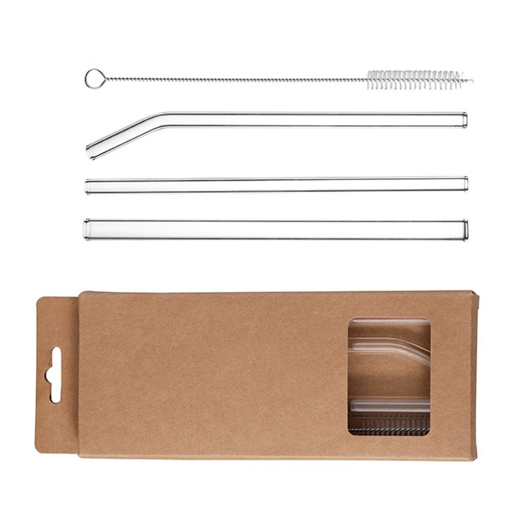Durable Glass Drinking Straws Set Trendy Glass Drink Straw Brush Set for Reducing Plastic Waste In Everyday Life