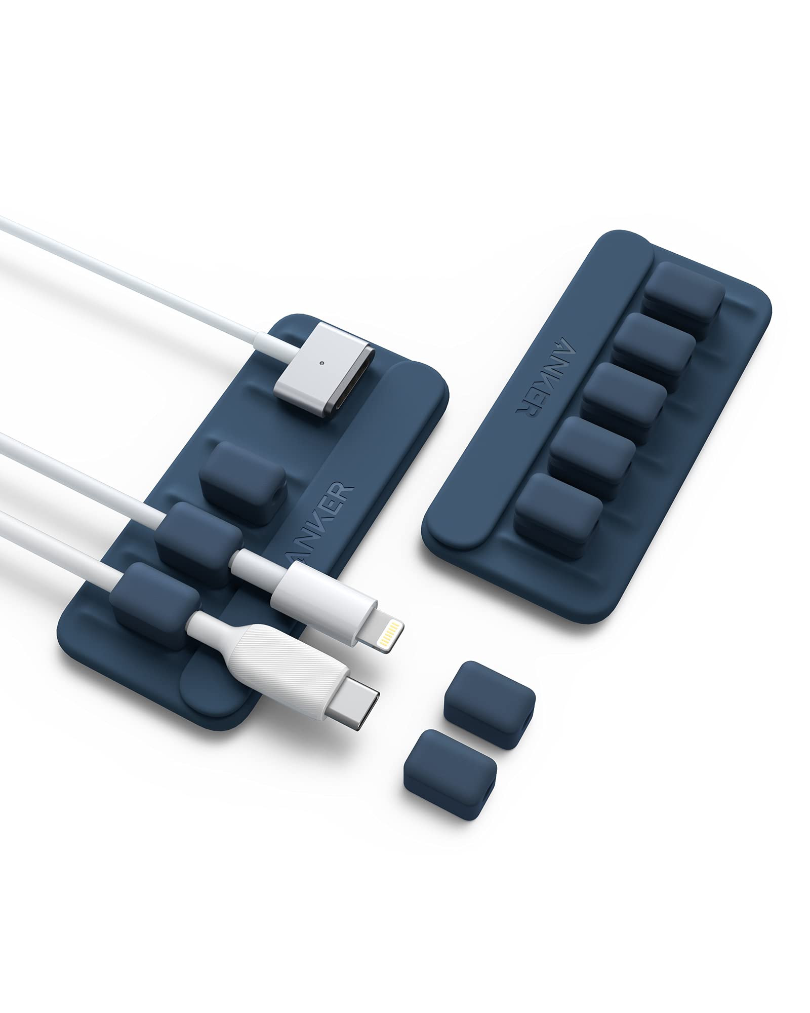 

Anker Магнитный держатель для кабелей Магнитный держатель для кабелей Совместим с Lightning Micro USB и другими кабелями Настольный органайзер (2 упаковки) - Кабели, USB-C, синий