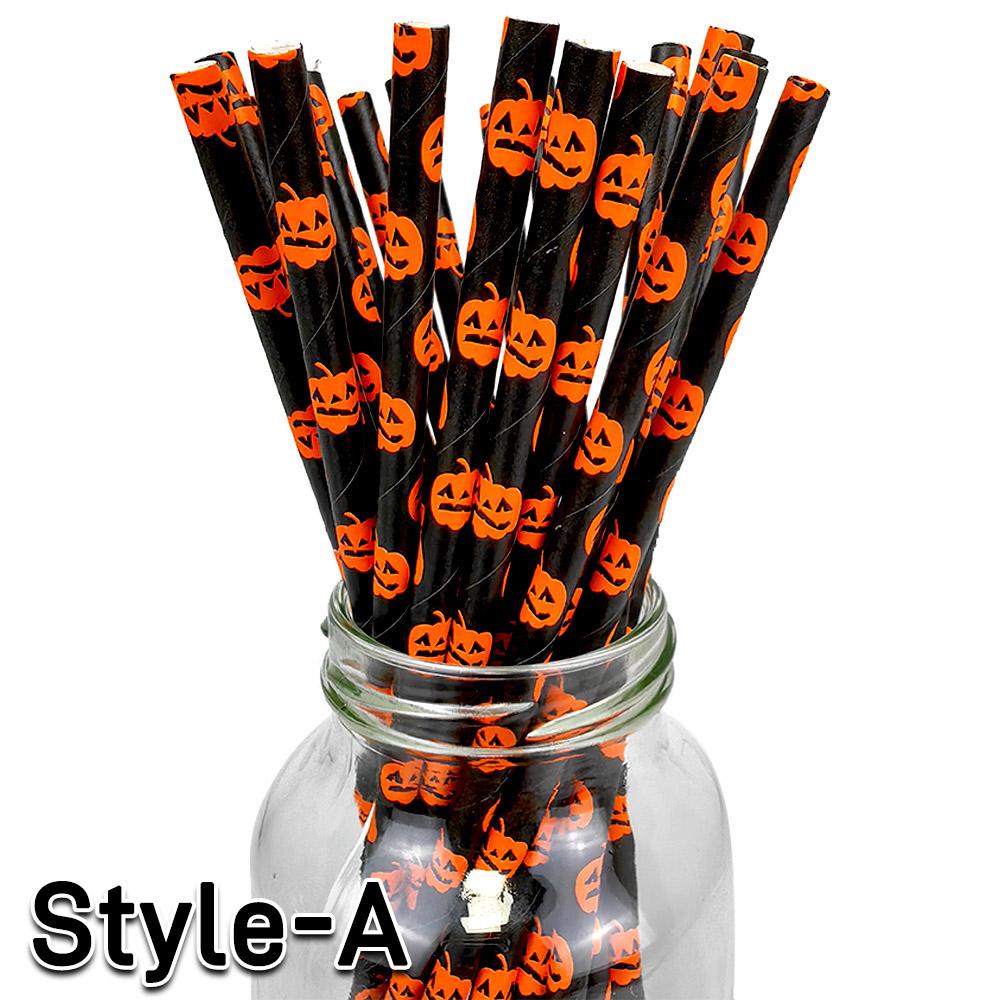 500pcs Halloween Party Favors Paper Straws Black and Orange Party Biodegradable Drinking Stripe Straws for Halloween