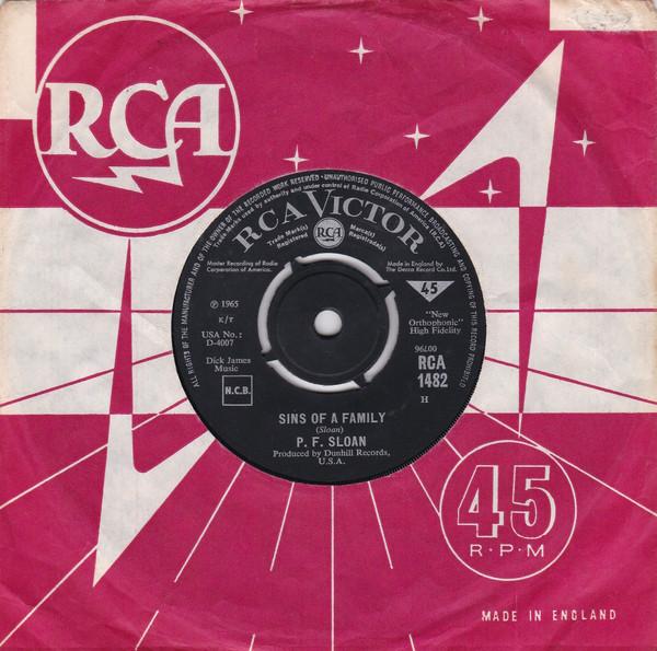 

7inch Record P.F. SLOAN - Sins Of A Family RCA1482 RCA Victor 1965 UK Rock Used
