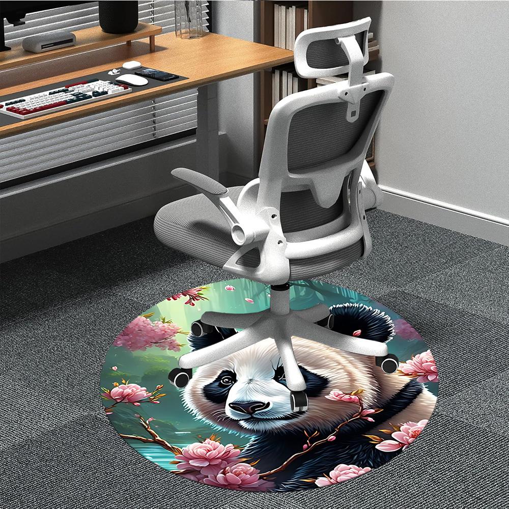 

1pc Panda Floral Print Chair Carpet for Office, Soft Comfortable Mat For Office, Living Room, Bedroom, Machine Washable Carpet yy251112175 80cm by 80cm