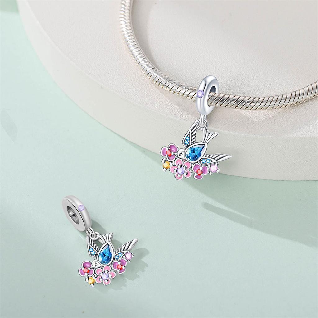 S925 Silver Spring Swallow Snail Beaded Pendant DIY Handmade Jewelry Accessories For Bracelet Necklace Charm