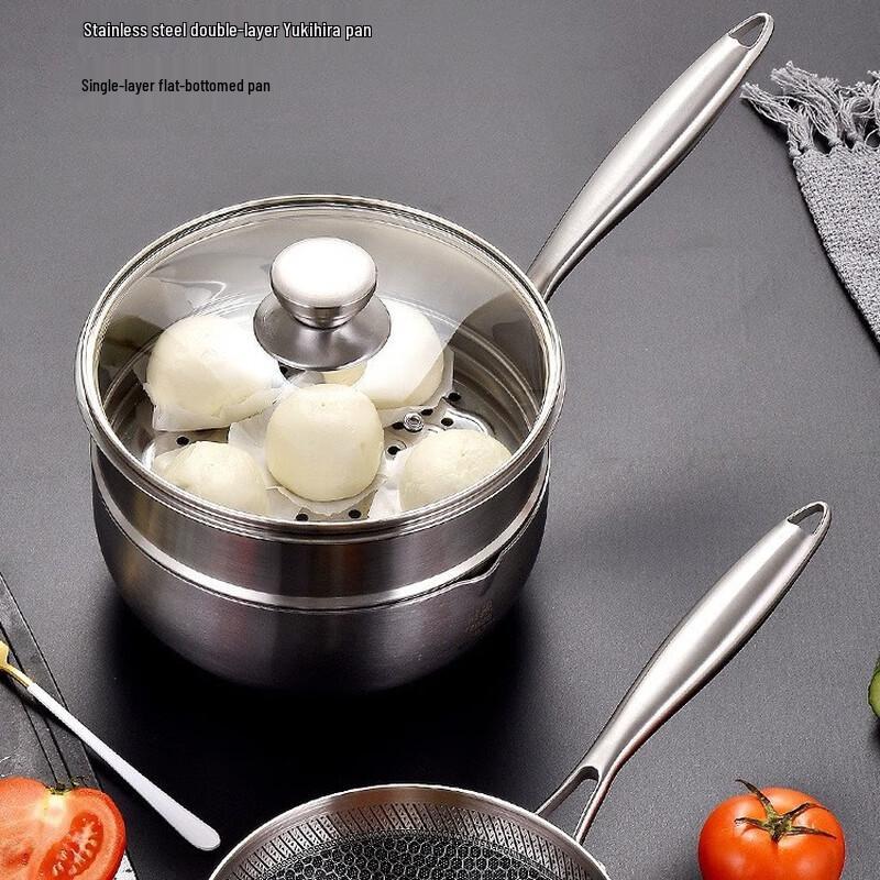 ZISIZ 22cm 316 Stainless Steel Tri-Ply Honeycomb Non-stick Soup Pot with Steamer