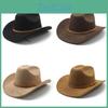 Western Cowboy Hat With Wide Brim Sun Protection For Adults In Suede Material