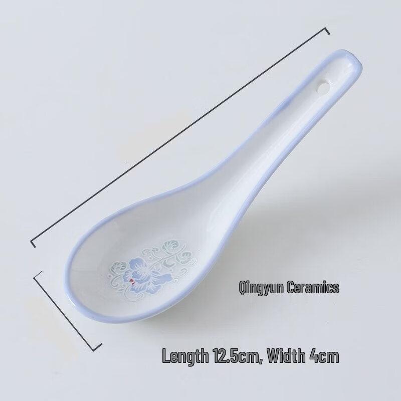 Pure White Ceramic Soup & Stirring Spoon