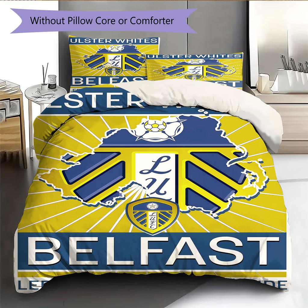 LUFC Logo Bedding Quilt Set Quilt Cover Pillowcase Home Decoration Birthday Gift (1 * Duvet Cover + 2 * Pillowcase, Without Core)