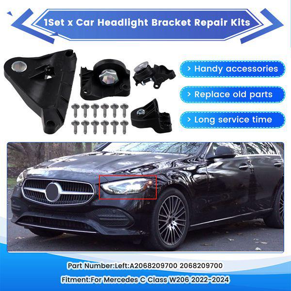 

A2068209700 Compatible Left Front Headlight Bracket Repair Kit for 2022-2024 Mercedes-Benz C-Class W206. Other