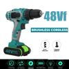 48V Dual Speed Brushless Cordless Electric Impact Drill Hammer Screwdriver LED Lighting
