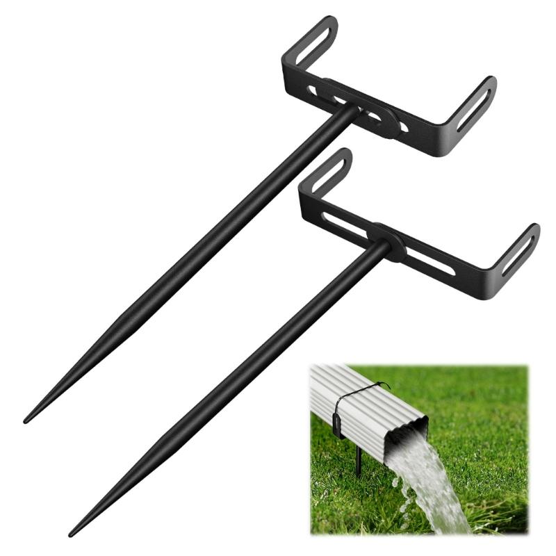 2pcs Adjustable Size Downspout Support Brackets Heavy Type Carbon Steel Rust Proof Finish Simple Setup
