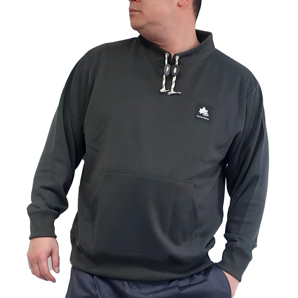 

Men s Plus Size LOGOS Park Sweatshirt, Spindle Neck, Long Sleeve, Solid Color, Simple, Sizes 3L, 4L, and 5L, 10001795 (JP, Alphabet, 5L, KHAKI)