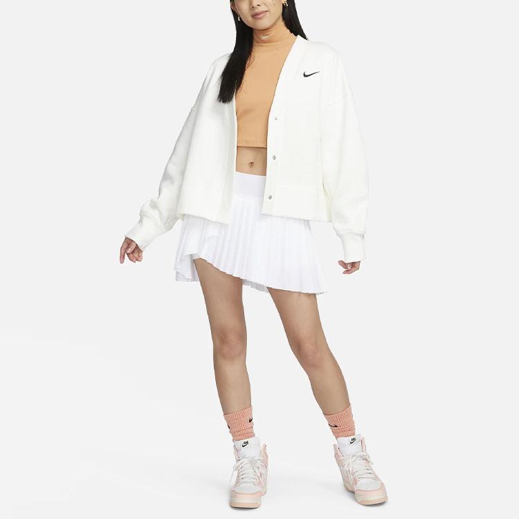 Nike Phoenix Fleece Casual Loose Long-Sleeve Knit Top Women Tops White FB8773-133