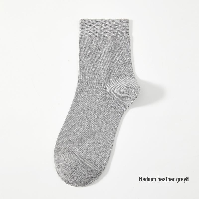 Men's Black Mid-Calf Pure Cotton Antibacterial Thick Socks - Comfortable All-Cotton Sweat-Absorbing Business Style for Autumn/Winter