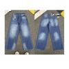 GLYDE American Casual Distressed Patchwork Printting Denim Pants Minimalist Streetwear Trousers