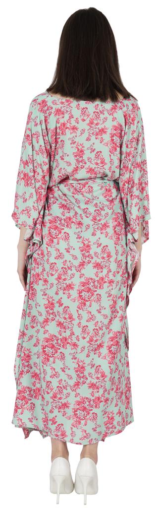 Moomaya Printed Sleep Loungewear For Women Kimono Sleeves Kaftan Resort Dress  Maternity