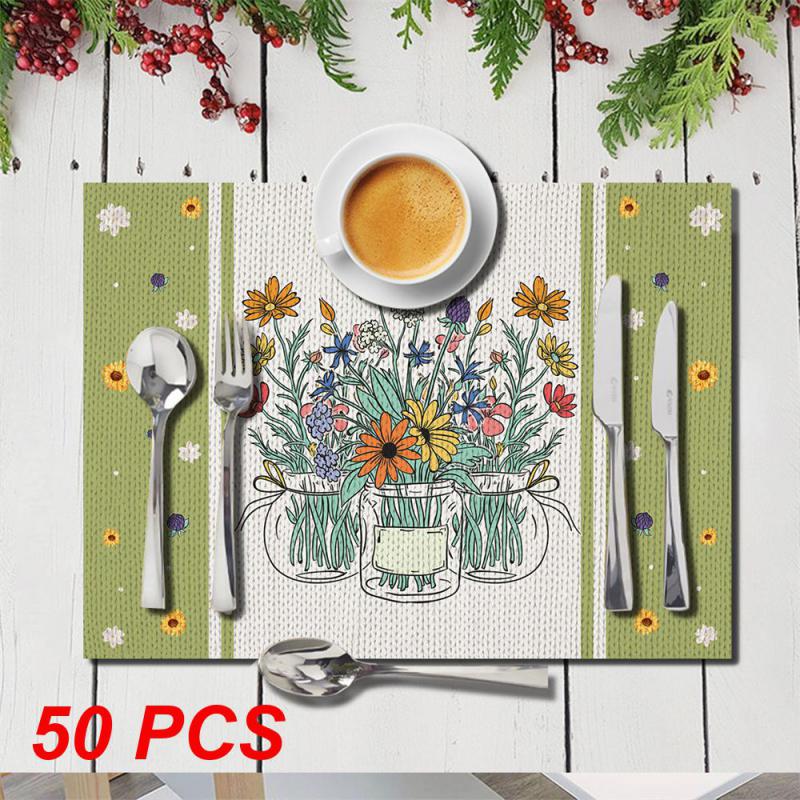 10~50PCS Printed Placemat Wear-resistant And Scratch-resistant Durable Cozy Kitchen Decoration Insulated Placemat Clear Pattern