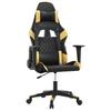 Gaming Chair with Massage Function Black & Gold Faux Leather