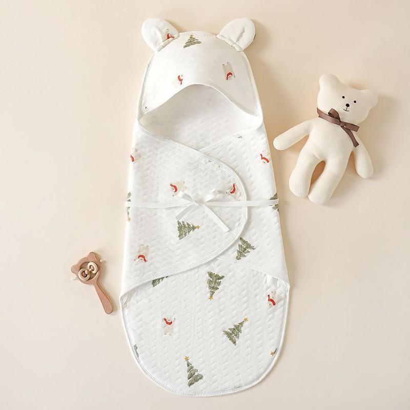 Newborn Cotton-Like Swaddle Blanket Fall Winter Sleep Anti-Startle Wrap 75x85cm Soft Baby Cocoon Sleeping Bag