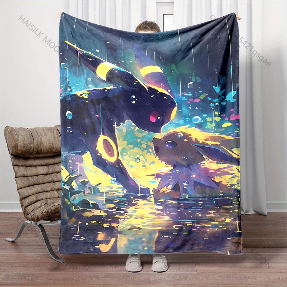Multiple Sizes Pokemon Umbreon Printed Warm Soft Flannel Material Suitable for All Seasons Deluxe Gifts for Adults and Children