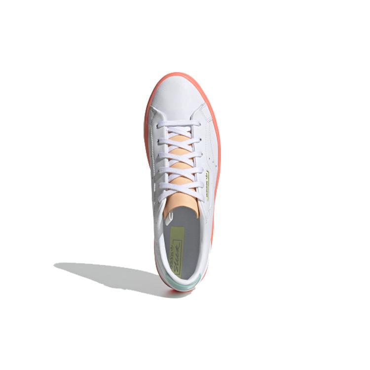 Adidas Womens Sleek 'White Glow Orange' (women's sizes) Cloud White / Signal Coral / Glow Orange Skateboard Shoes FW5463