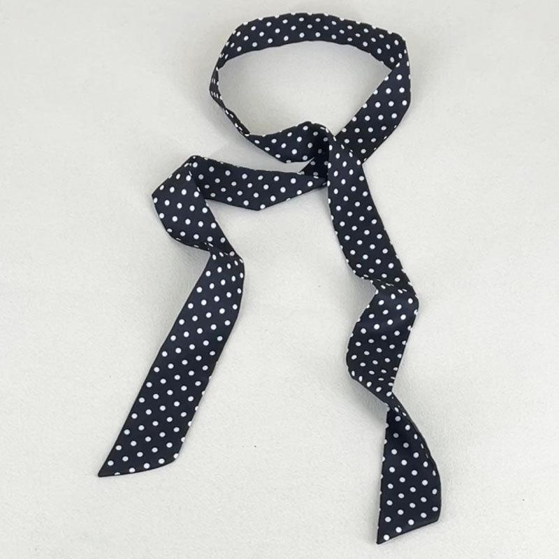 New Gradient Narrow Wide Wave Point Silk Scarf Women's Korean Edition Fashion Long Strip Multi Functional Decorative Belt Ribbon