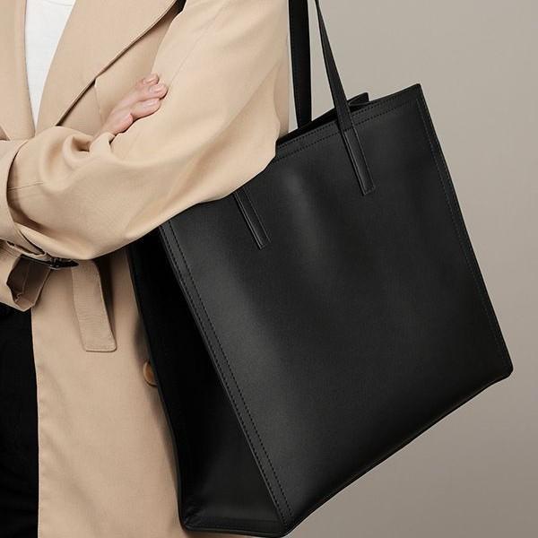 Genuine Leather Large Capacity Tote Bag Black Cowhide Commuter Bag New Briefcase Laptop Bag Versatile Textured Shoulder Bag