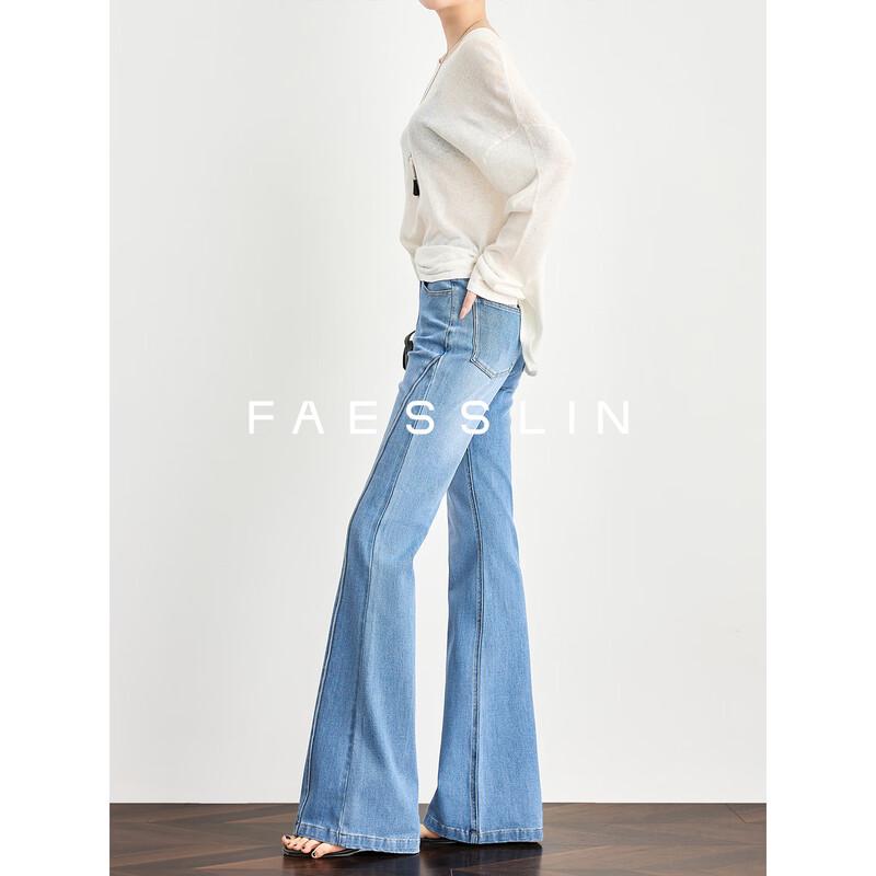 FAESSLIN Damen High-Waist Slim Fit Schlagjeans für Große